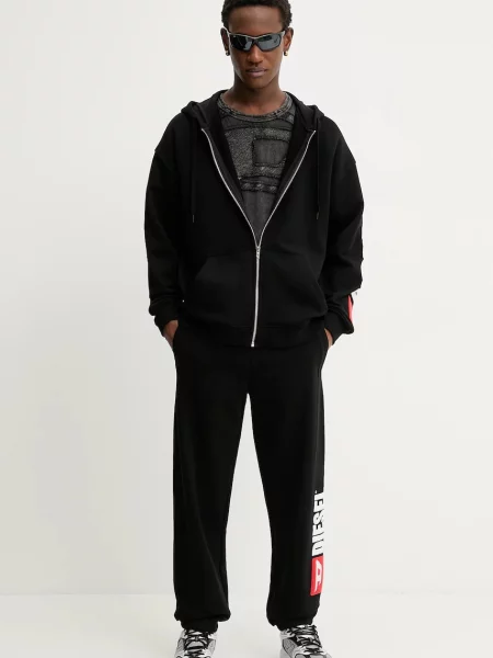 DIESEL Majica S-BOXT-ZIP temno rdeča bela črna