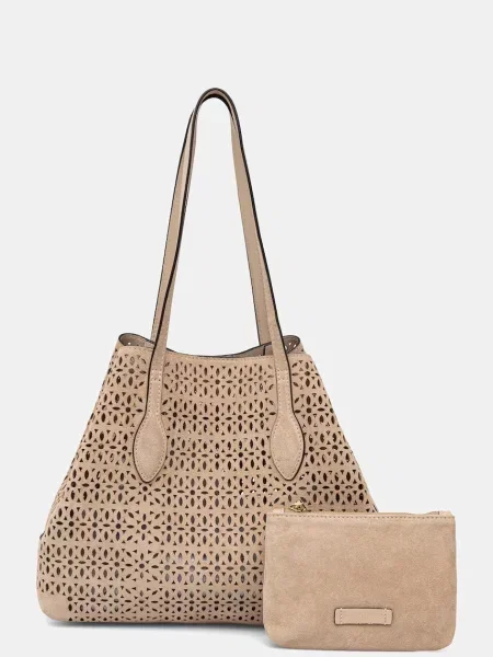 Gianni Chiarini geantă shopper pentru femei din piele întoarsă MASHUP bej