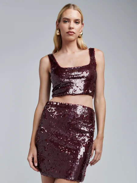 BWLDR Fustă Anne burgundy roșu