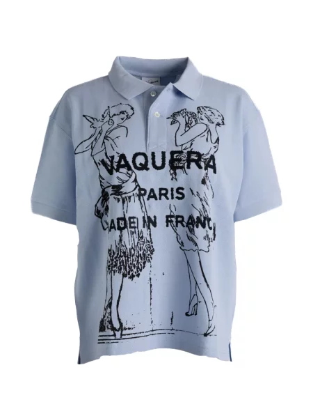 Tricou polo Vaquera cu imagine albastru