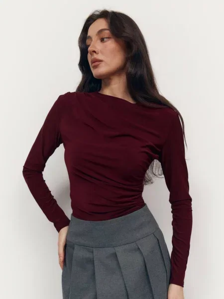 Лонгслів Lilove бавовна/віскоза бордовий