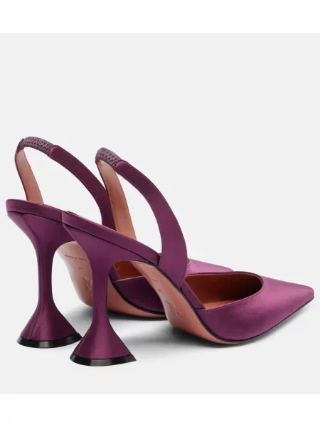 Pantofi cu toc Amina Muaddi din satin slingback bordo