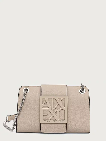 Armani Exchange geantă poștaș pentru femei cu imitație de piele bej
