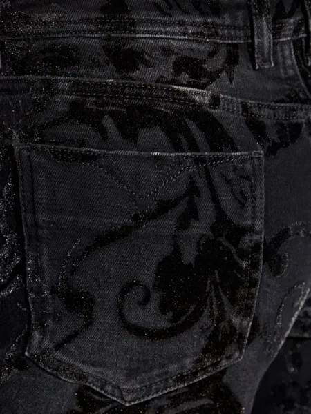 Разклешени дънки Versace Jeans Couture на цветя черно
