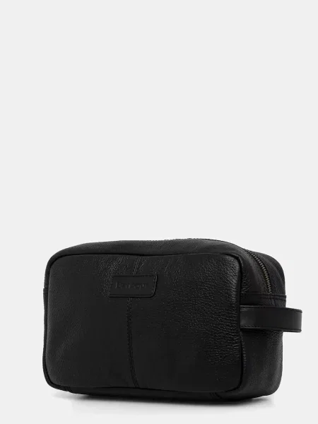 Шкіряна косметичка Barbour чорний