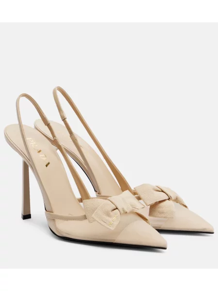 Salonarji Prada z lokom z mrežo z odprtimi petami bež