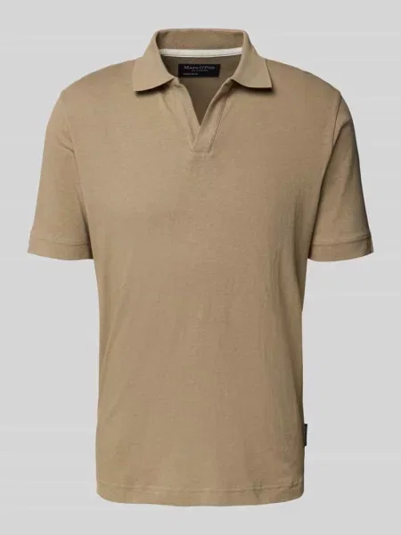 Koszulka polo o kroju regular fit z mieszanki bawełny i lnu Marc O'polo beżowe