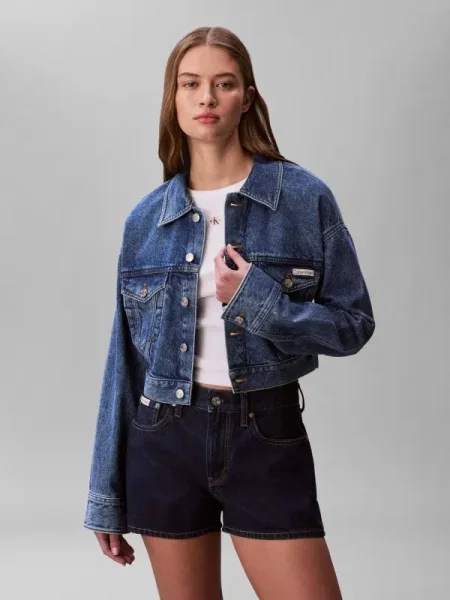 Calvin Klein Jeans De blugi geacă | Cropped Fit albastru