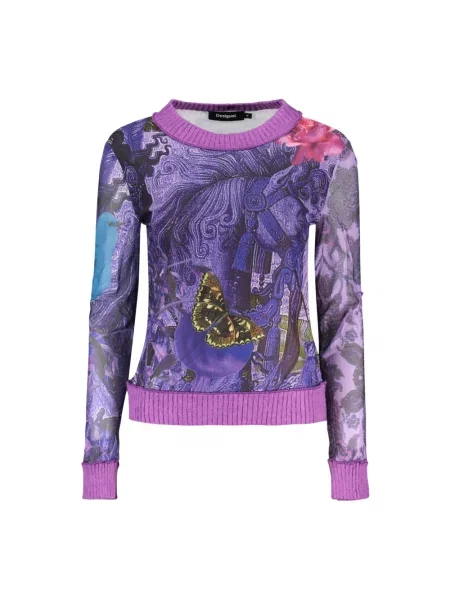 Dzianinowy top Desigual fioletowy