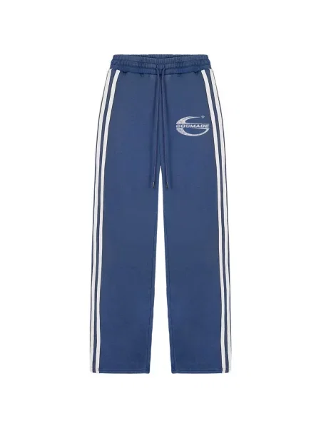 Pantaloni Godmade cu dungi alergare albastru