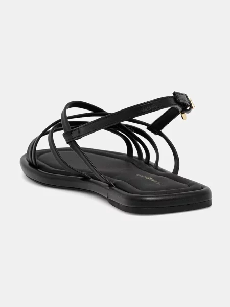 Tommy Hilfiger sandały skórzane FLAT STRAPPY SANDAL LTH czarne