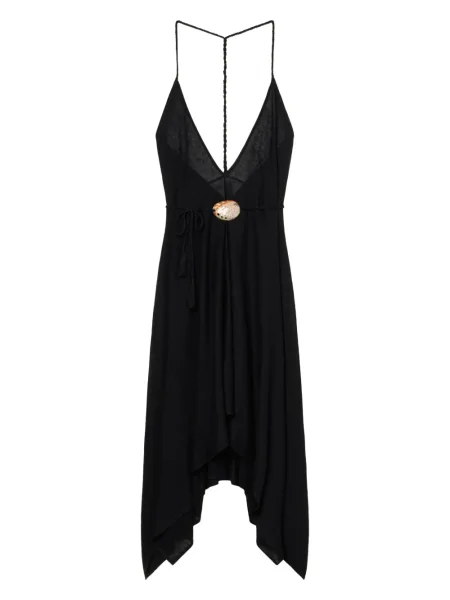 Rochie maxi Alanui cu gât halter de costum negru