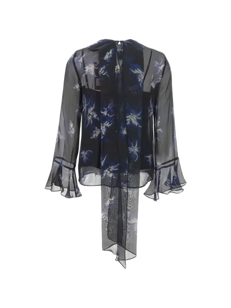 Bluză Max Mara de mătase cu model floral cu imagine negru