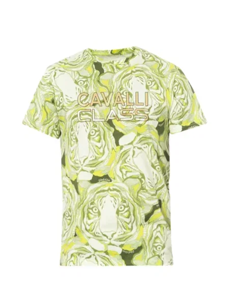 Tricou Cavalli Class cu imagine cu dungi de tigru verde