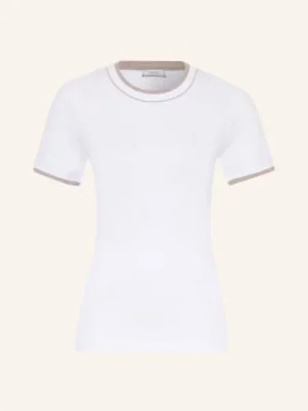 Peserico Koszulka Z Kamieniami Ozdobnymi weiss biała