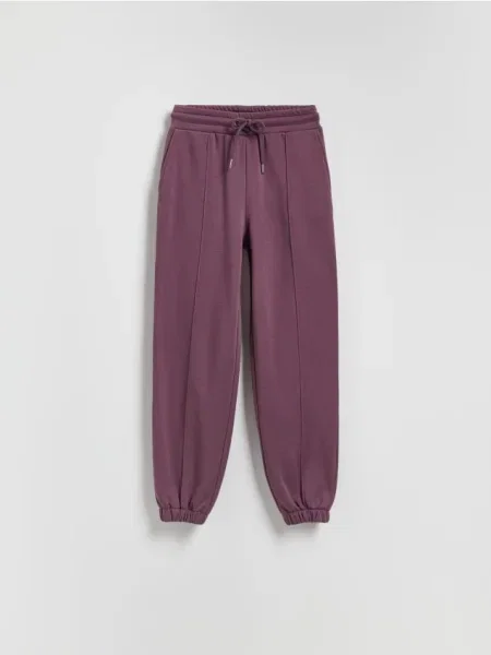 Reserved Pantaloni trening cu imprimeuri violet-închis violet