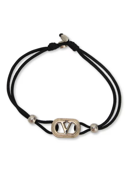 Lniana bransoletka Valentino Garavani czarna