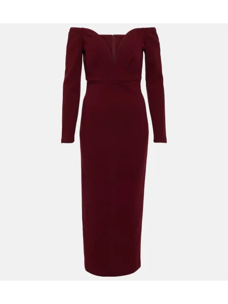 Rochie midi Roland Mouret de lână până la genunchi de costum roșu