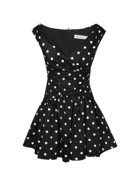 Rochie Self-portrait cu buline cu volane negru