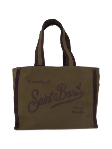 Τσάντα shopper Mc2 Saint Barth κοτλέ με αυτόγραφο πράσινο