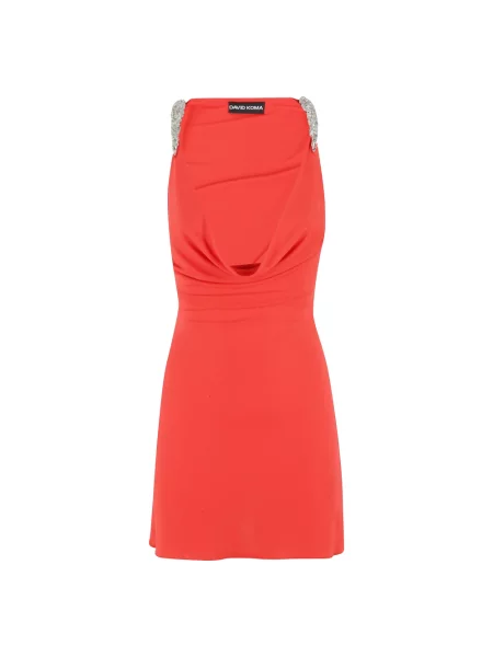 Mała mały kołnierz typu komin sukienka mini David Koma pomarańczowa