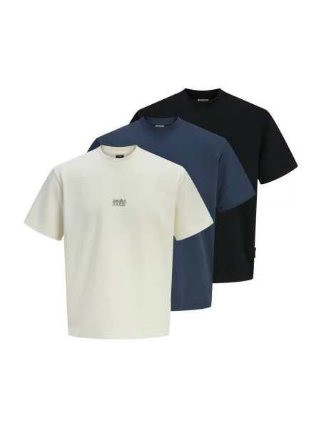 JACK & JONES Tricou JCOBREEZE albastru închis / galben pastel / gri negru