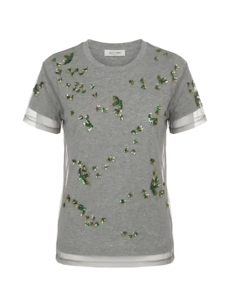 Tricou Valentino Garavani cu paiete gri