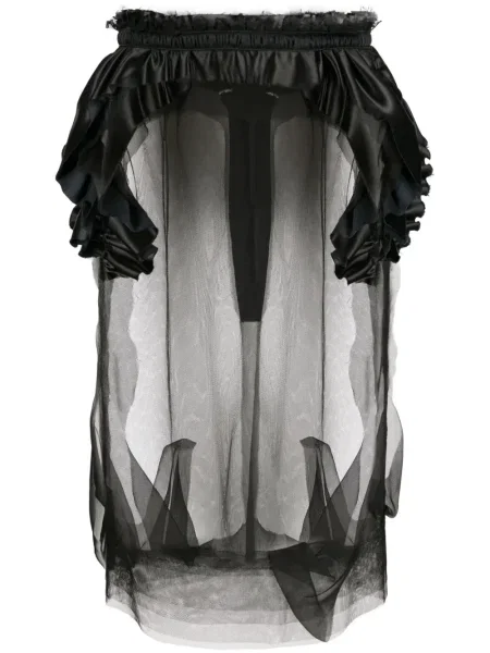 Fustă Maison Margiela de mătase transparente negru