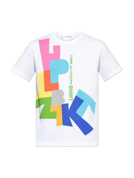 Koszulka Comme Des Garcons z nadrukiem biała