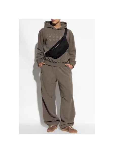 Bluza polarowa Mm6 Maison Margiela polarowa z logo brązowa