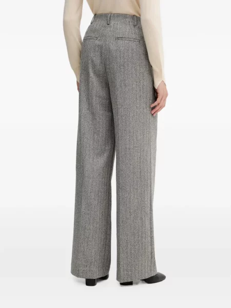 Pantaloni Sisley cu model herringbone gri