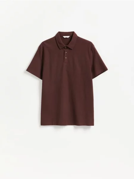 Reserved Tricou polo regular fit maro-închis maro