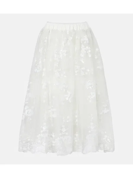 Fustă midi Simone Rocha din tul până la genunchi alb