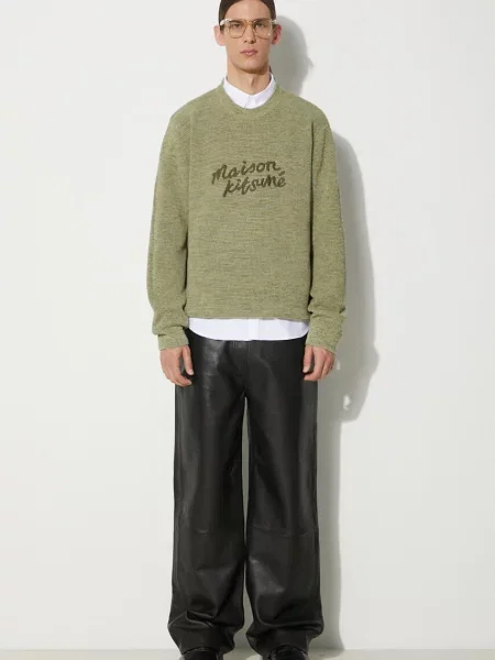 Πουλόβερ Maison Kitsuné Handwriting Comfort Jumper πράσινο