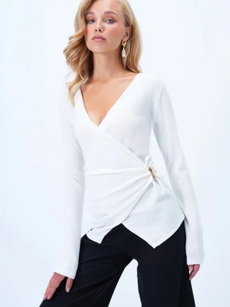 Trend Alaçatı Stili Bluză alb