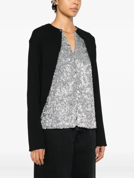 Top Rabanne cu paiete negru