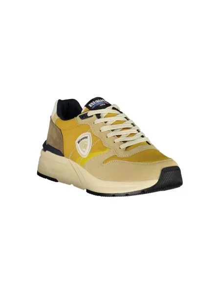 Lniane sneakersy Blauer z logo beżowe