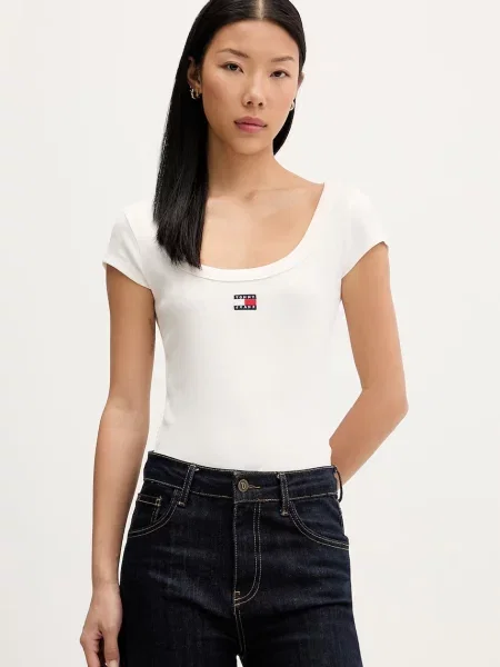 Tommy Jeans t-shirt γυναικείο με μπεζ