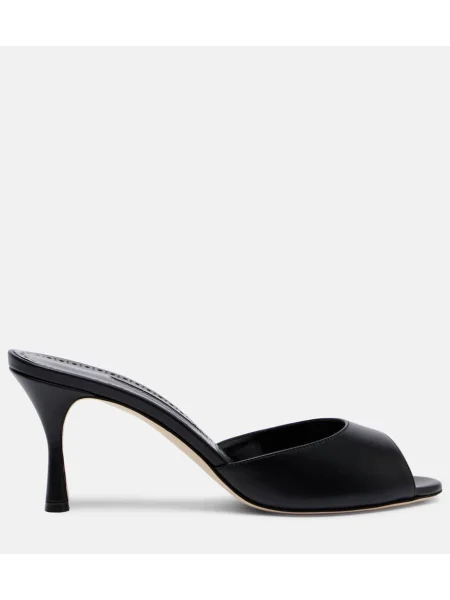 Papuci tip mules Manolo Blahnik din piele negru