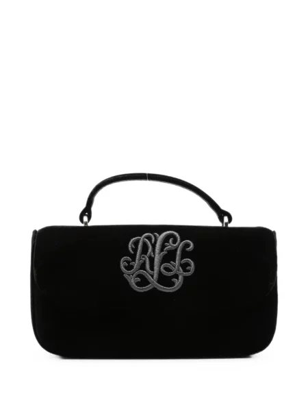 Geantă Lauren Ralph Lauren cu broderie de catifea negru