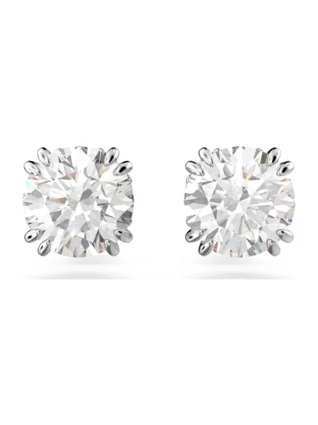 Swarovski Akcesoria Kobieta Biały ONE SIZE Okrągłe białe kolczyki Constella z rodu szare