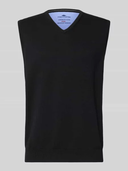 Bezrękawnik o kroju regular fit z czystej bawełny z wyhaftowanym logo Fynch-hatton czarna