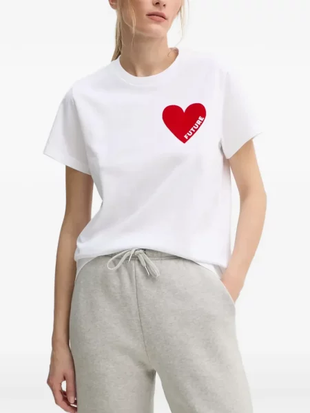 Tricou From Future cu motiv cu inimi alb