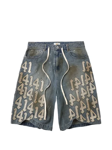 Pantaloni scurți din denim Vale cu aplicații albastru