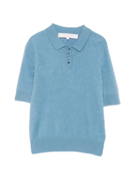Scurt tricou polo Absolut Cashmere din cașmir albastru