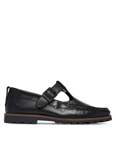 Pantofi Tommy Hilfiger Hilfiger Light Lth Buckle Loafer negru