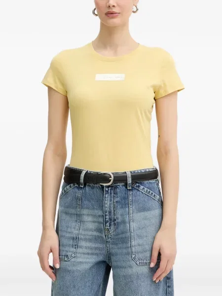 Tricou Armani Exchange cu autograf galben