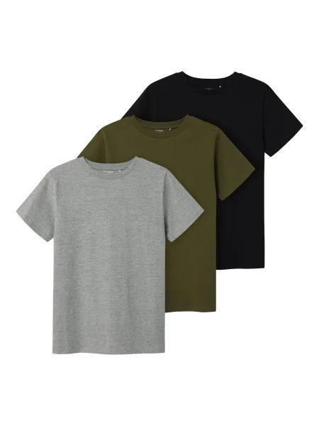 TWO SOON Tricou gri amestecat / oliv negru