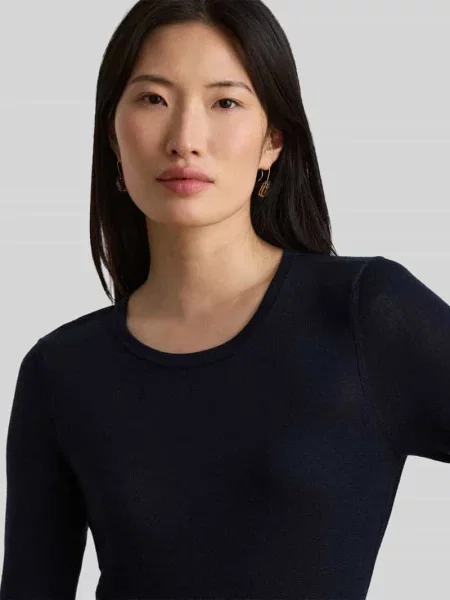 Sukienka midi z wełny z okrągłym dekoltem model ‘VORLEY’ Lauren Ralph Lauren granatowa