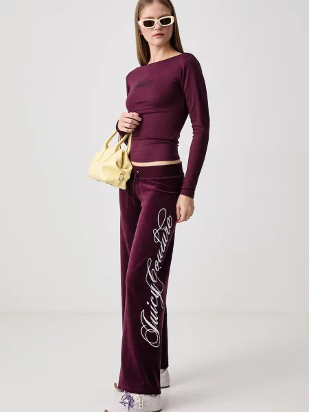 Juicy Couture Nadrág borvörös fehér